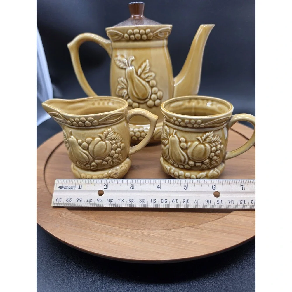 Vintage Tilso Japan Ceramic Tea Coffee‎ Set  Harvest Gold MCM Creamer Sugar Bowl